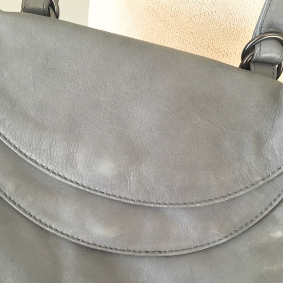 EILEEN FISHER Vintage Leather Gray Crossbody Bag - Picture 10 of 11